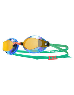 TYR Black OPS 140 EV Mirrored Racing Goggles Blue/Green